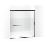 Elate Sliding shower door, 75-1/2'' H x 68-1/4 - 71-5/8'' W, with heavy 5/16'' thick Crystal Clear glass with privacy band