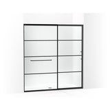 Elate Sliding shower door, 75-1/2'' H x 68-1/4 - 71-5/8'' W, with heavy 5/16'' thick Crystal Clear glass with rectangular grille pattern