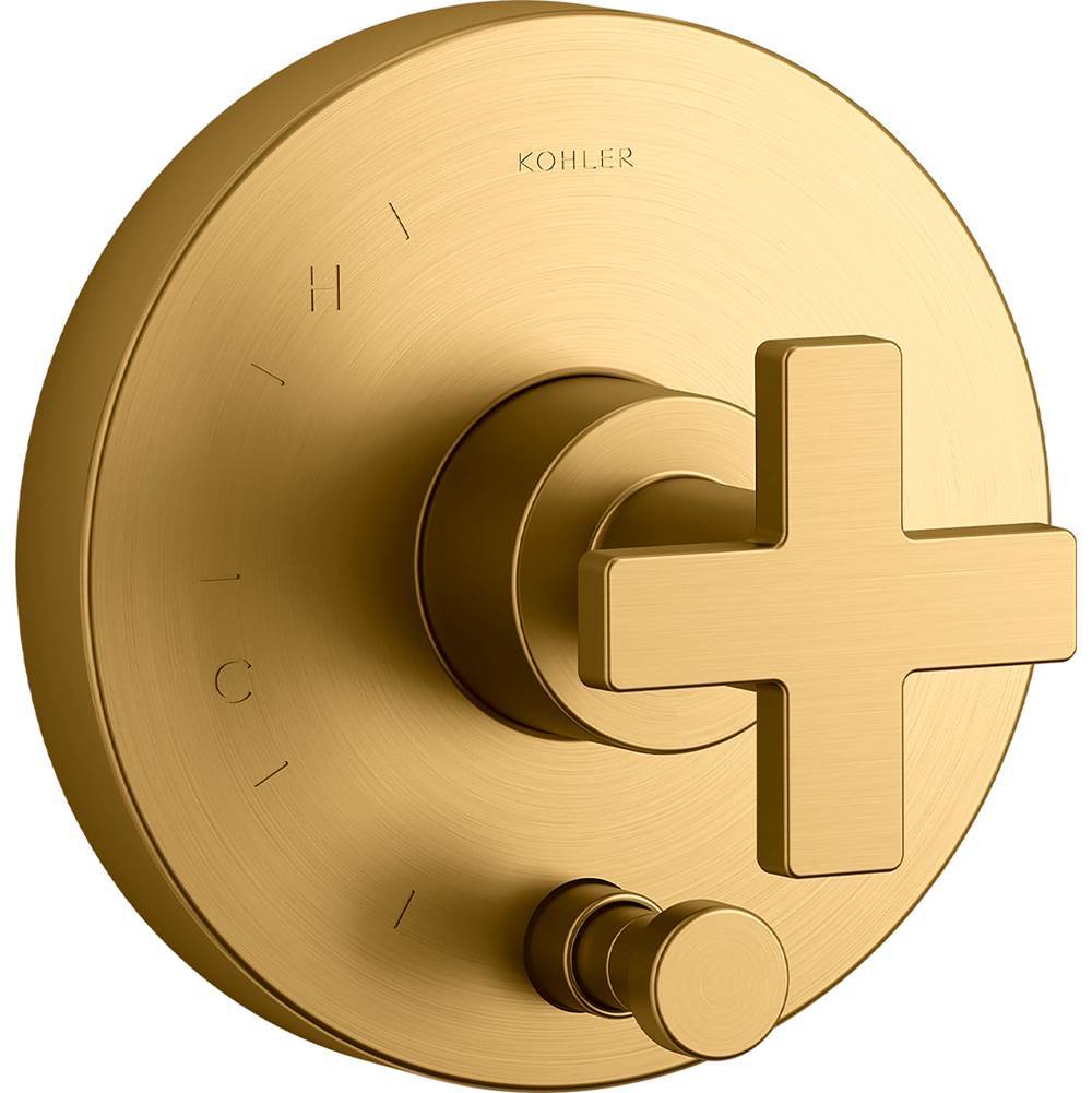 Kohler - Composed Rite-Temp valve trim with push-button diverter and cross handle - Vibrant Brushed Moderne Brass