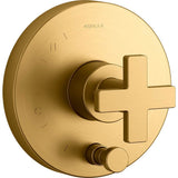 Kohler - Composed Rite-Temp valve trim with push-button diverter and cross handle - Vibrant Brushed Moderne Brass