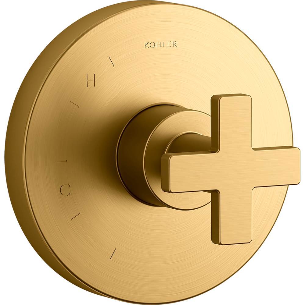 Kohler - Composed Rite-Temp valve trim with cross handle - Vibrant Brushed Moderne Brass