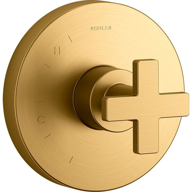 Kohler - Composed Rite-Temp valve trim with cross handle - Vibrant Brushed Moderne Brass