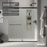 Elate Sliding shower door, 70-1/2'' H x 44-1/4 - 47-5/8'' W, with 1/4'' thick Frosted glass