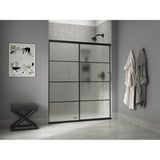 Elate Sliding shower door, 75-1/2'' H x 56-1/4 - 59-5/8'' W, with heavy 5/16'' thick Frosted glass with rectangular grille pattern