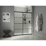 Elate Sliding shower door, 75-1/2'' H x 56-1/4 - 59-5/8'' W, with heavy 5/16'' thick Crystal Clear glass with rectangular grille pattern