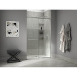 Elate Sliding shower door, 75-1/2'' H x 44-1/4 - 47-5/8'' W, with heavy 5/16'' thick Crystal Clear glass with privacy band