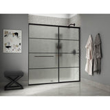 Kohler - Elate Sliding shower door, 75-1/2'' H x 68-1/4 - 71-5/8'' W, with heavy 5/16'' thick Frosted glass with rectangular grille pattern - Matte Black