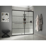 Kohler - Elate Sliding shower door, 75-1/2'' H x 68-1/4 - 71-5/8'' W, with heavy 5/16'' thick Crystal Clear glass with rectangular grille pattern - Matte Black