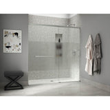 Kohler - Elate Sliding shower door, 75-1/2'' H x 68-1/4 - 71-5/8'' W, with heavy 5/16'' thick Crystal Clear glass with privacy band - Bright Silver