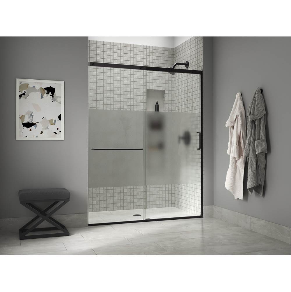 Elate Tall 75-1/2'' H sliding shower door with 5/16''-thick glass