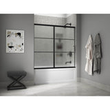 Elate Sliding bath door, 56-3/4'' H x 56-1/4 - 59-5/8'' W with heavy 5/16'' thick Frosted glass with rectangular grille pattern