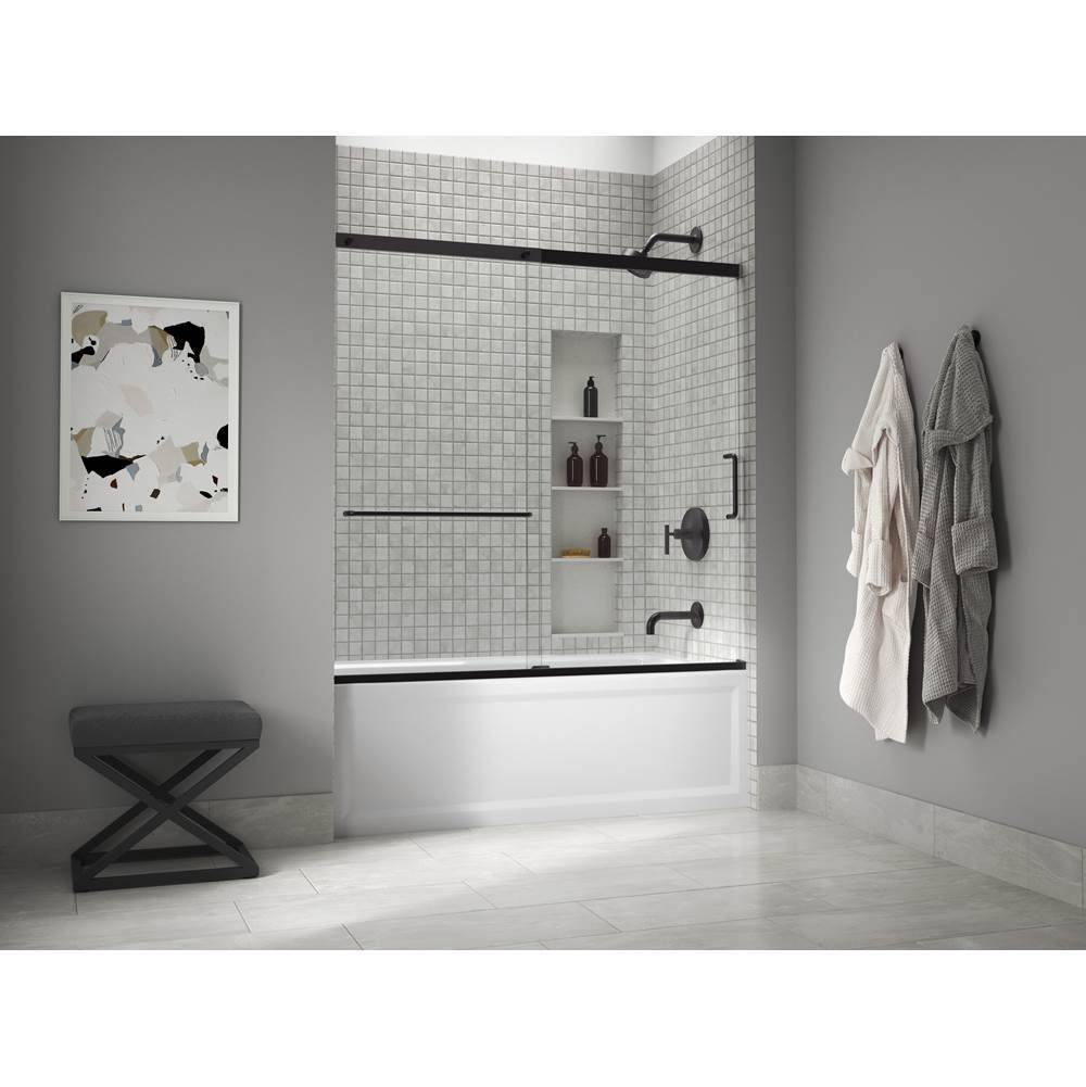 Elate Sliding bath door, 56-3/4'' H x 56-1/4 - 59-5/8'' W with heavy 5/16'' thick Crystal Clear glass