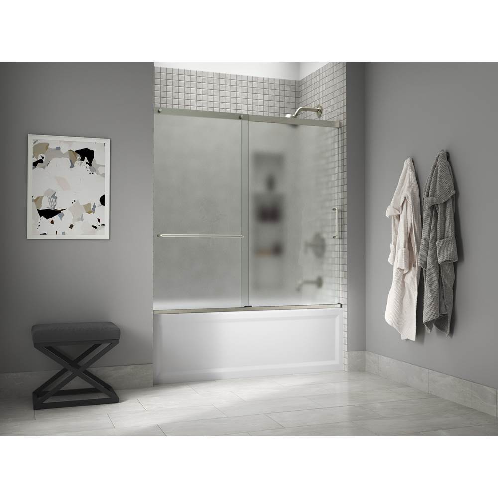 Elate Sliding bath door, 56-3/4'' H x 56-1/4 - 59-5/8'' W, with 1/4'' thick Frosted glass