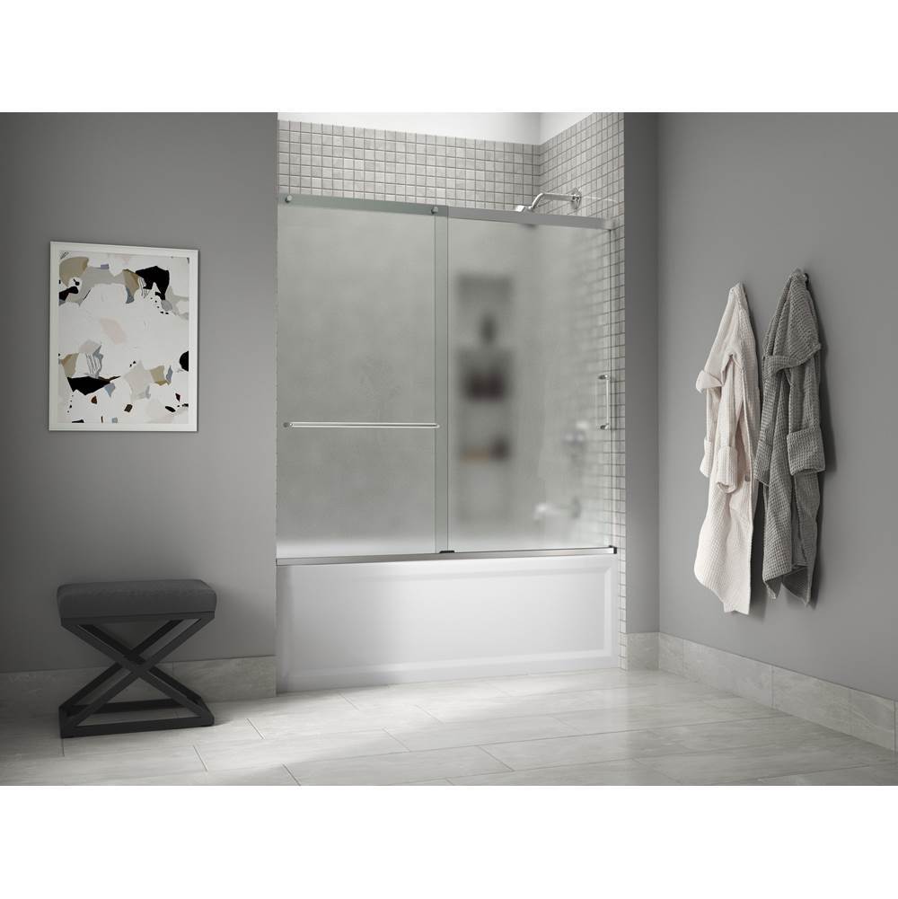 Elate Sliding bath door, 56-3/4'' H x 56-1/4 - 59-5/8'' W, with 1/4'' thick Frosted glass