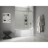 Elate Sliding bath door, 56-3/4'' H x 56-1/4 - 59-5/8'' W with heavy 5/16'' thick Crystal Clear glass
