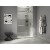 Elate Sliding shower door, 75-1/2'' H x 44-1/4 - 47-5/8'' W, with heavy 5/16'' thick Crystal Clear glass with privacy band