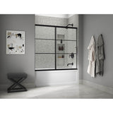 Elate Sliding bath door, 56-3/4'' H x 56-1/4 - 59-5/8'' W, with 1/4'' thick Crystal Clear glass with rectangular grille pattern
