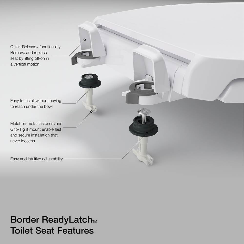 Border ReadyLatch Quiet-CloseE round-front toilet seat with antimicrobial agent