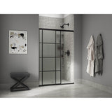 Elate Sliding shower door, 75-1/2'' H x 50-1/4 - 53-5/8'' W, with heavy 5/16'' thick Frosted glass with rectangular grille pattern
