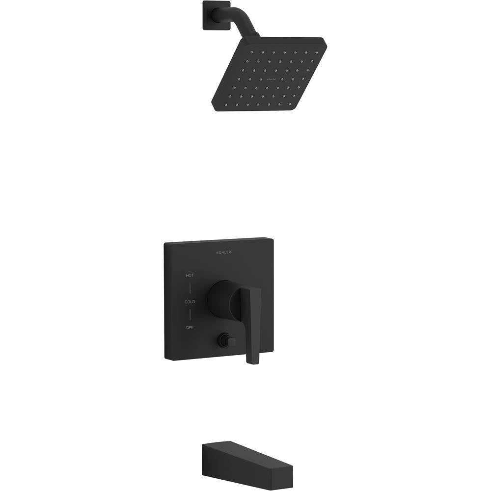 Kohler - Honesty Rite-Temp bath and shower trim kit with push-button diverter, 1.75 gpm - Matte Black