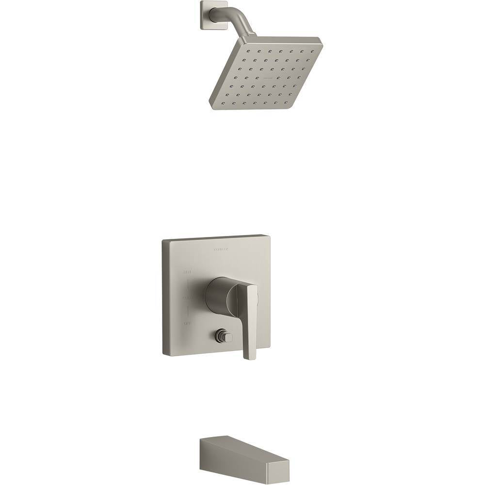 Kohler - Honesty Rite-Temp bath and shower trim kit with push-button diverter, 2.5 gpm - Vibrant Brushed Nickel