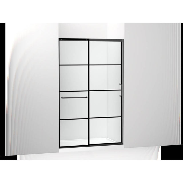 Kohler - Elate Sliding shower door, 75-1/2'' H x 44-1/4 - 47-5/8'' W, with heavy 5/16'' thick Crystal Clear glass with rectangular grille pattern - Matte Black