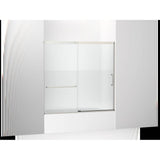 Kohler - Elate Sliding bath door, 56-3/4'' H x 56-1/4 - 59-5/8'' W with heavy 5/16'' thick Crystal Clear glass with privacy band - Matte Nickel