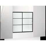 Kohler - Elate Sliding bath door, 56-3/4'' H x 56-1/4 - 59-5/8'' W with heavy 5/16'' thick Frosted glass with rectangular grille pattern - Matte Black