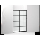 Kohler - Elate Sliding shower door, 70-1/2'' H x 44-1/4 - 47-5/8'' W, with 1/4'' thick Crystal Clear glass with rectangular grille pattern - Matte Black