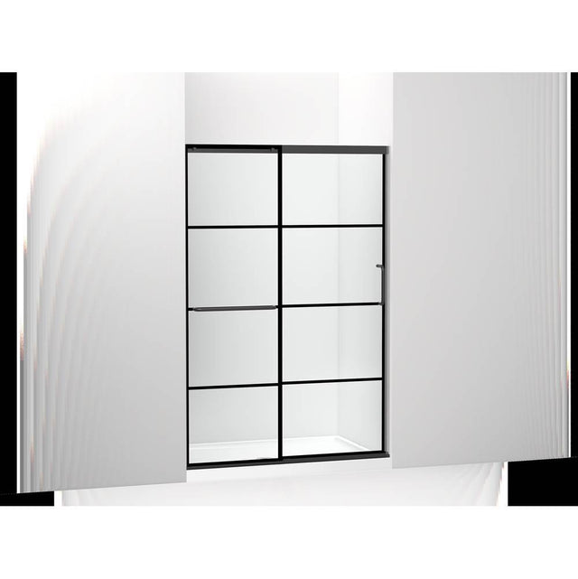 Kohler - Elate Sliding shower door, 70-1/2'' H x 44-1/4 - 47-5/8'' W, with 1/4'' thick Crystal Clear glass with rectangular grille pattern - Matte Black