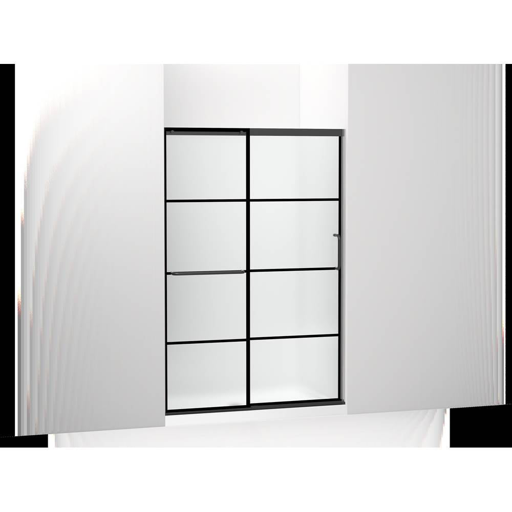 Kohler - Elate Sliding shower door, 70-1/2'' H x 44-1/4 - 47-5/8'' W, with 1/4'' thick Frosted glass with rectangular grille pattern - Matte Black