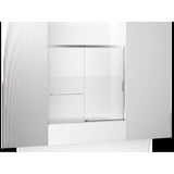 Kohler - Elate Sliding bath door, 56-3/4'' H x 56-1/4 - 59-5/8'' W with heavy 5/16'' thick Crystal Clear glass with privacy band - Bright Silver
