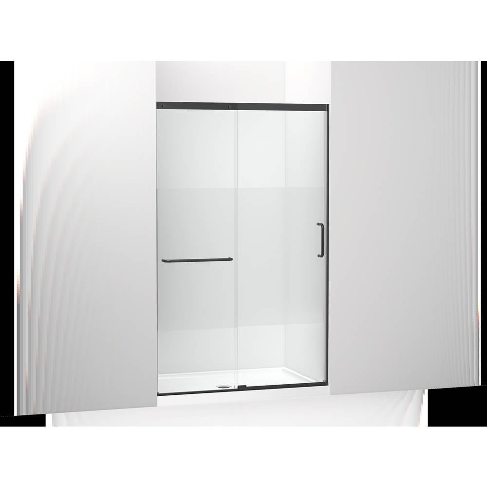Kohler - Elate Sliding shower door, 75-1/2'' H x 44-1/4 - 47-5/8'' W, with heavy 5/16'' thick Crystal Clear glass with privacy band - Matte Black