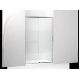 Kohler - Elate Sliding shower door, 75-1/2'' H x 44-1/4 - 47-5/8'' W, with heavy 5/16'' thick Crystal Clear glass with privacy band - Bright Silver