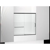 Kohler - Elate Sliding bath door, 56-3/4'' H x 56-1/4 - 59-5/8'' W with heavy 5/16'' thick Crystal Clear glass with privacy band - Matte Black