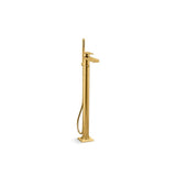 Kohler - Parallel Floor-mount bath filler trim with handshower - Vibrant Brushed Moderne Brass