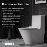 Brazn One-piece compact elongated toilet with skirted trapway, dual-flush
