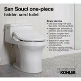 San Souci Hidden cord one-piece compact elongated toilet with concealed trapway, 1.28 gpf toilet