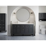 Hearthaven 60'' bathroom vanity cabinet with sinks and quartz top