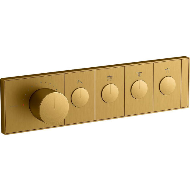 Kohler - Anthem Four-outlet recessed mechanical thermostatic valve control - Vibrant Brushed Moderne Brass