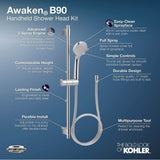 Awaken B90 27'' four-function handshower kit, 2.5 gpm