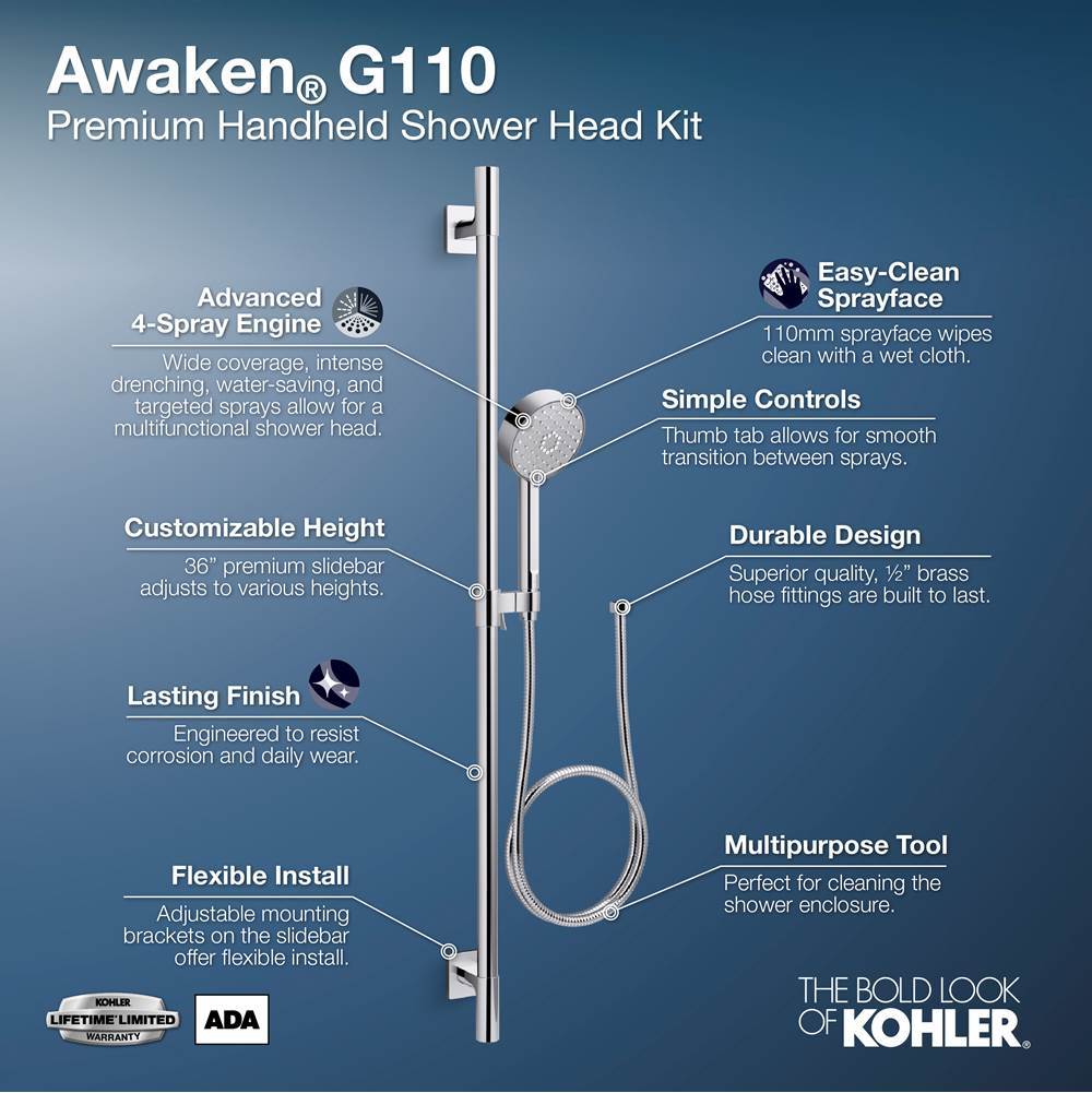 Awaken G110 36 in. deluxe four-function handshower kit with 2.5 GPM