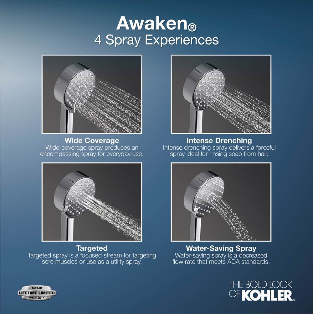 Awaken B110 30'' deluxe four-function handshower kit, 2.5 gpm