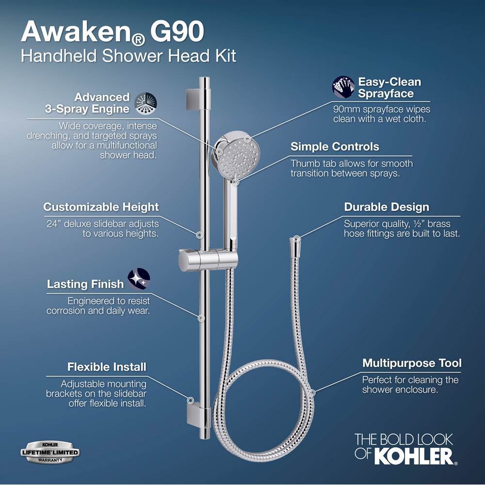 Awaken G90 24 in. Four-Function Handshower Kit 2.5 Gpm