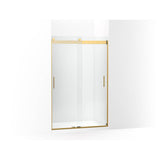 Kohler - Levity Sliding shower door, 74'' H x 43-5/8 - 47-5/8'' W, with 1/4'' thick Crystal Clear glass - Vibrant Brushed Moderne Brass