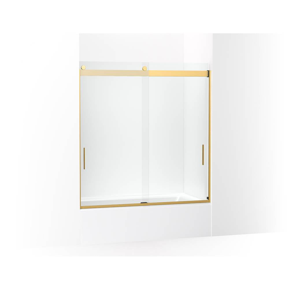 Kohler - Levity 62'' H sliding bath door with 1/4''-thick glass - Vibrant Brushed Moderne Brass