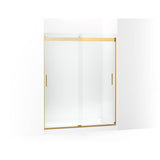 Kohler - Levity Sliding shower door, 74'' H x 56-5/8 - 59-5/8'' W, with 1/4'' thick Crystal Clear glass - Vibrant Brushed Moderne Brass