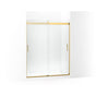 Kohler - Levity Sliding shower door, 74'' H x 56-5/8 - 59-5/8'' W, with 1/4'' thick Crystal Clear glass - Vibrant Brushed Moderne Brass