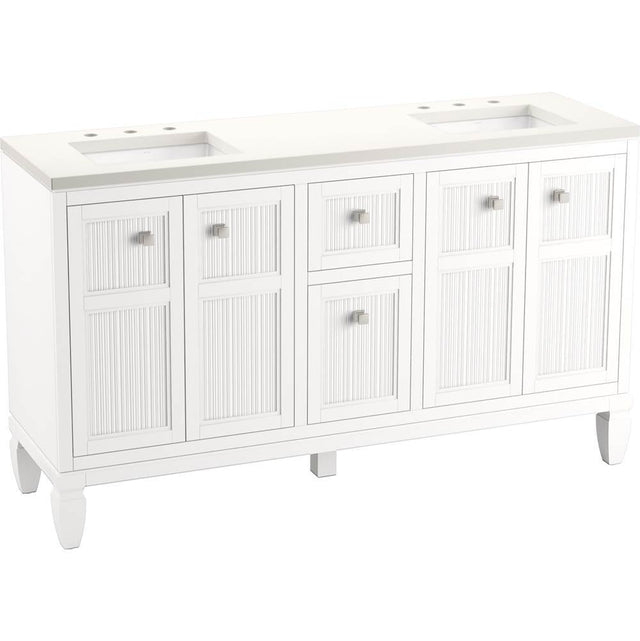 Kohler - Hearthaven 60'' bathroom vanity cabinet with sinks and quartz top - White