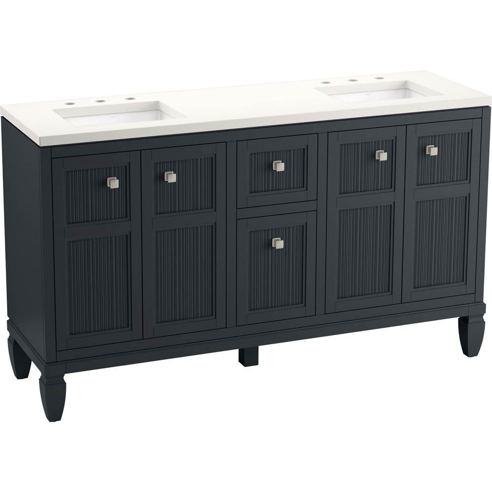 Kohler - Hearthaven 60'' bathroom vanity cabinet with sinks and quartz top - Slate Grey